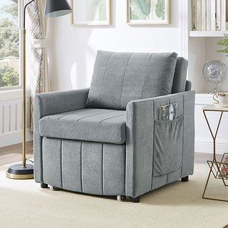 Upholstered Convertible Sleeper Sofa With 5 Position Backrest, Side Pockets, Storage