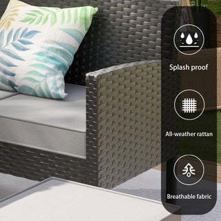 7 Piece Outdoor Furniture Set Waterproof Cushions Glass Table