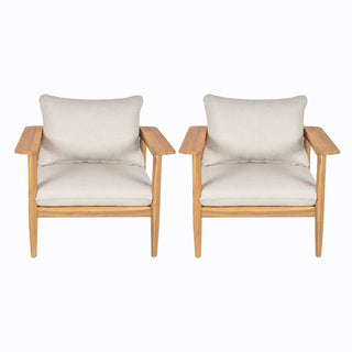 Terassi - Outdoor Lounge Chair (Set of 2) With Cushions - Beige / Light Teak