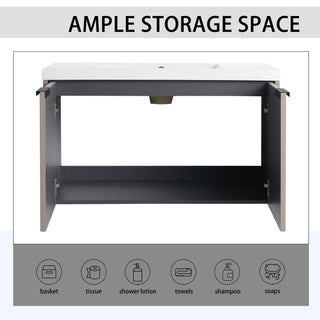 Contemporary Wall Mounted Bathroom Vanity With Resin Double Sink