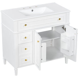 Bathroom Vanity With Sink, 3 Drawers & 2 Soft-Close Doors