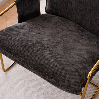Upholstered Hanging Armchair With Arm Pocketsmetal Frame (Set of 2), Plated Craftsmanship, Crushed Foam Cushions And Skin-Friendly Woven Fabric For Living Room And Bedroom