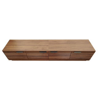 TV Stand, Entertainment Center With Fluted Door & Cable Management, Soft Closing Hinges - Walnut