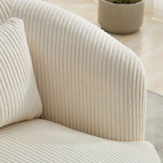 Wide Upholstered 360° Swivel Barrel Soft Chair With Pillow