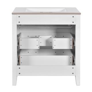 Retro Bathroom Vanity With Sink Combo, Free Standing Single Set With 3 Drawers