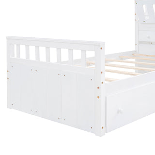Loft Platform Bed With 7 Drawers And Full Guardrails, Modern L Shaped Space Savin