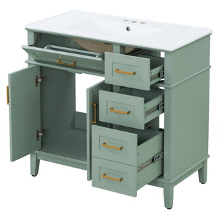 Modern Bathroom Vanity With Sink, Soft Close Doors, 4 Storage Drawers