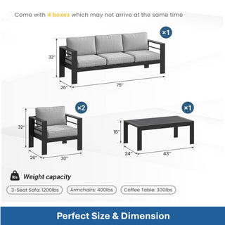 Outdoor Patio Set With All-Weather Thick Cushions