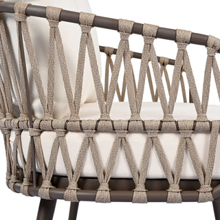 4 Piece Outdoor Patio Furniture Set, Metal Chairs With Woven Rope U Shaped Backrest