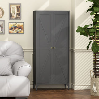 Adjustable 2 Door Kitchen Pantry Cabinet With Striped Design