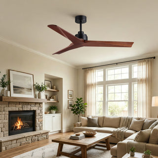 Ceiling Fan Without Light, DC Motor, No Light, Quiet Reversible Ceiling Fan For Living Room - Black
