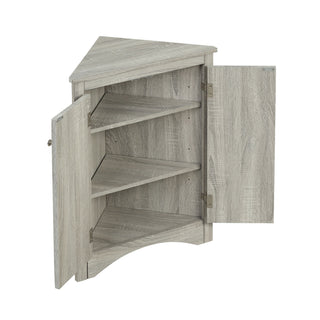 Triangle Bathroom Storage Cabinet With Adjustable Shelves, Freestanding Floor Cabinet - Oak