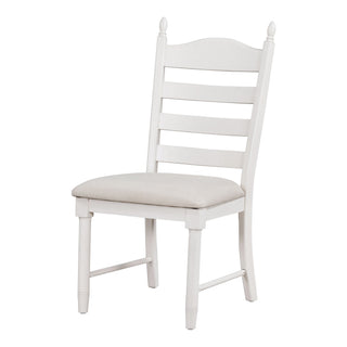 Trexm 5-Piece Retro Functional Dining Table Set Wood Round Extendable Dining Table And 4 Upholstered Dining Chairs (Antique White)