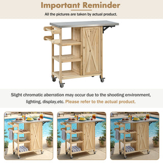 Foldable Outdoor Kitchen Island With Storage Cabinet