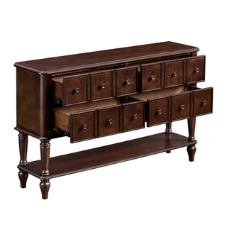 Console Table, Entryway Sofa Table With 4 Storage Drawers And Open Shelf - Espresso