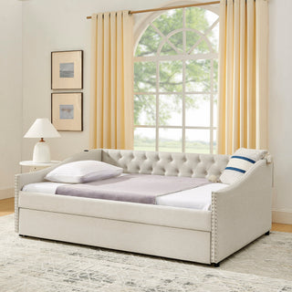Upholstered Daybed With USB Charging & Pull Out Bed
