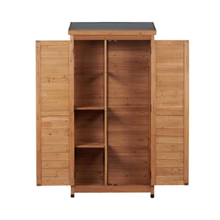 Outdoor Storage Shed With Vertical Tool Cabinet For Backyard