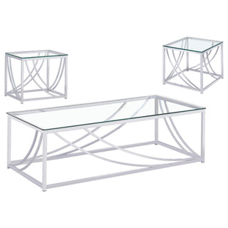 Kempton - 3 Piece Coffee And End Table Set - Chrome