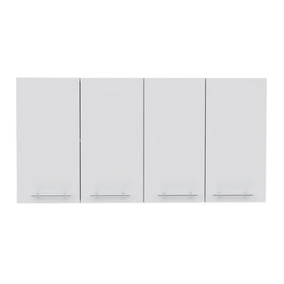 Wall Cabinet Four Doors, With Two Internal Shelves And Internal Plate And Glass Organizer - White