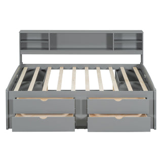 Daybed With 2 Bedside Cabinets, Upper Shelves And 4 Drawers