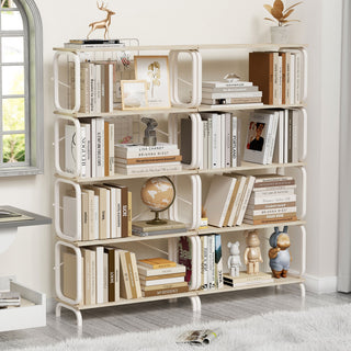 5 Tier Industrial Bookshelf, Tall Bookcase With Open Design, Vintage Storage Organizer