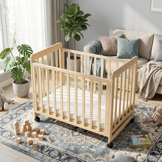 Portable Bedside Bassinet With 3 Adjustable Heights, Mini Crib For Newborns - Natural Wood