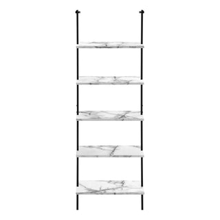 Bookshelf, Bookcase, Etagere, Ladder, 5 Tier, For Office, Marble Look Contemporary & Modern
