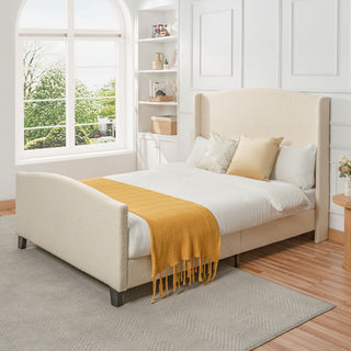 Platform Bed Frame With Tall Headboard And High Footboard