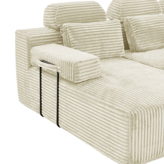 Sectional Sleeper Sofa & Storage Pockets, Modular Couch With Throw Pillows For Living Room