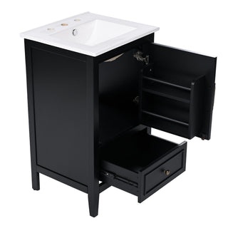 Modern Bathroom Vanity With Sink, Cabinet Storage, Drawer & Adjustable Feet
