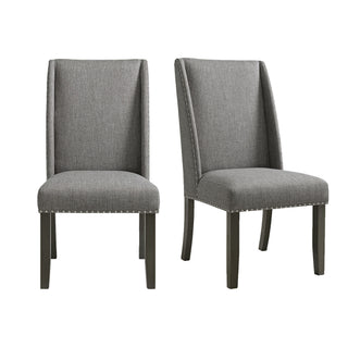Everdeen - Side Chair With Gray Fabric and Nail Heads (Set of 2) - Charcoal