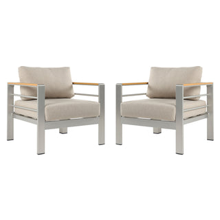 Cora - Outdoor Aluminum Club Chair Set Frame With Cushion Durable And Stylish Seating For Patio - Beige / Natural / Silver