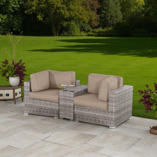 Handcrafted Outdoor Loveseat With Wicker Seating