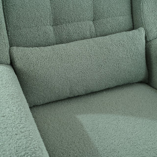 Modern Accent Chair, Teddy Fabric Living Room Chairs Comfy Reading Chair, Mid Century Accent Chair, Lounge Arm Chairs Armchair For Living Room Bedroom - Light Green
