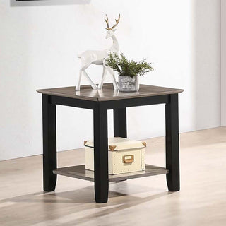 3 Piece Table Set With Open Shelf Storage, Includes Coffee, End & Console Table - Black / Black / Gray / Gray