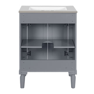 Bathroom Vanity With Top Sink, 2 Tier Storage Cabinet