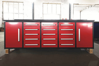 Storage Cabinet With Work Bench (15 Drawers And 2 Cabinets)