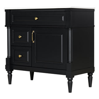 Freestanding Bathroom Vanity With Sink, Adjustable Shelf, Flip Drawer