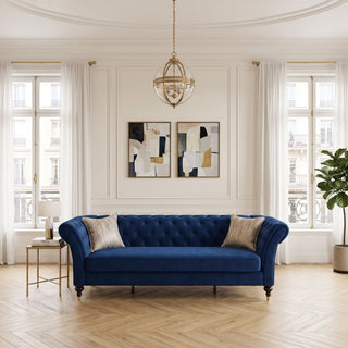Chesterfield Sofa, 3 Seat Couch With Deep Button Tufted Back, Rolled Arms