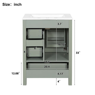 Bathroom Vanity With Sink, Soft-Close Doors, Double-Layer Shelf And 3 Drawers