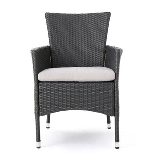 Dimensional Outdoor Dining Chair With Cushion Seat And Iron Frame (Set of 2)