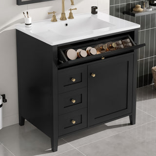 Modern Bathroom Vanity With Sink, 3 Drawers And Adjustable Shelf