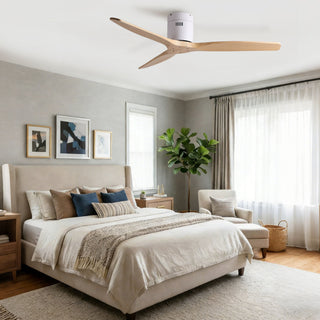 Low Profile Flush Ceiling Fan Without Light - Matte White / White