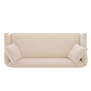 3 Seater Sofa With Wrap Around Armrests And Throw Pillows, For Living Room - Oatmeal