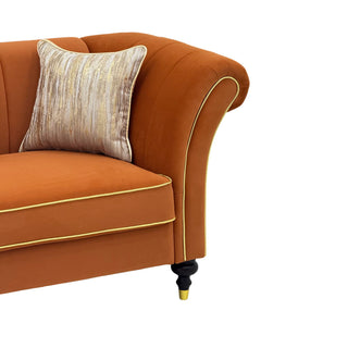 3 Seater Sofa With Rolled Arms, Vertical Channel Tufted Backrest