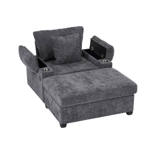 Modern Oversized Chair With Ottoman, Cupholders And USB Charging Ports