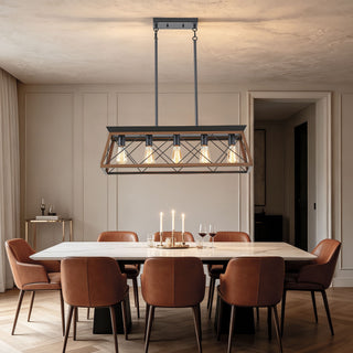 Chandelier Pendant Light For Dining Room Kitchen, 5 Light Fixture With Adjustable Height