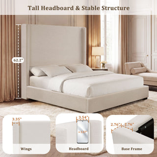 Hampton - Upholstered Platform Bed With Tall Headboard