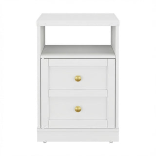 Nightstand With Door & Shelf, 2 Drawer Side Table