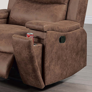 1 Piece Manual Recliner With Padded Seat And Backrest, Square Arms For Living Room - Walnut